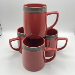 Sango Rustic Cranberry 4” Coffee Cups Mugs Set Of 4
